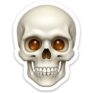 white skull, clean and smooth, detailed features like eye sockets, nasal cavity, and teeth sticker