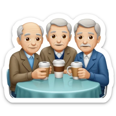 Three old men at a diner drinking coffee. sticker