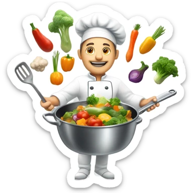 pan tossing food sticker