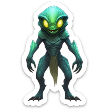 alien creature scifi roguelike rpg style inspired by slay thee spire monster desing for in-game use sticker