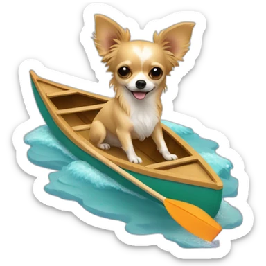 Long hair sand chihuahua in a canoe sticker