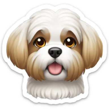 Perro raza shitzu con pelaje blanco sticker