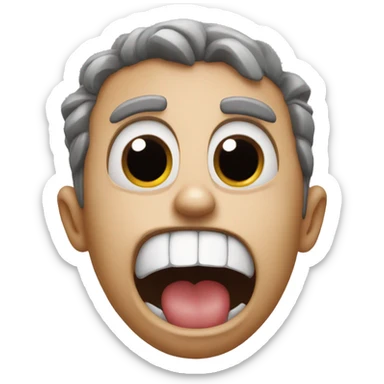 Crazy face with crazy eyes and open mouth sticker