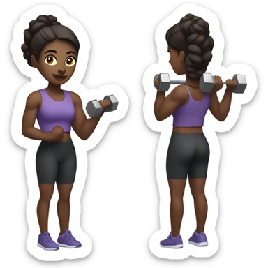 Dark skinned woman in the gym holding a weight  sticker