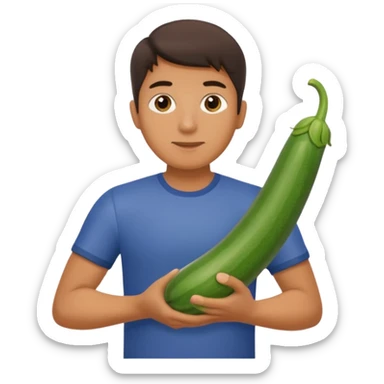 man. carrying a zucchini sticker
