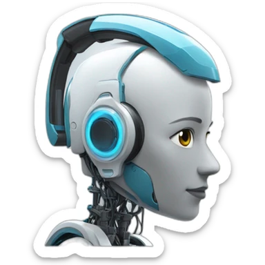 Side profile of a Robot wearing a Bluetooth hands free headset sticker
