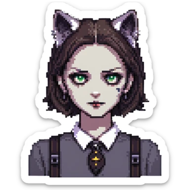 evil British cat-woman sticker