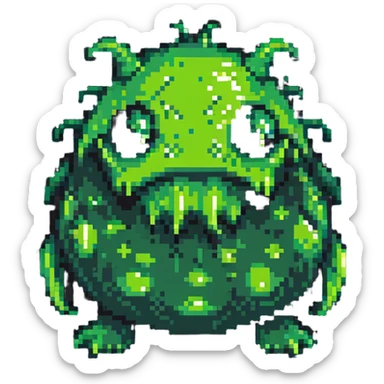 classic green blob slime monster sticker