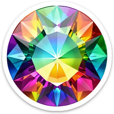 round cut rainbow gemstone with all colors of the spectrum shining through sticker