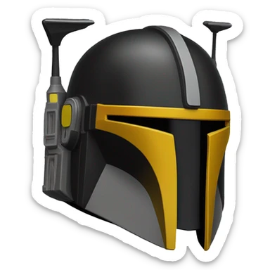 Mandalorian helmet black and yellow with antenna sticker