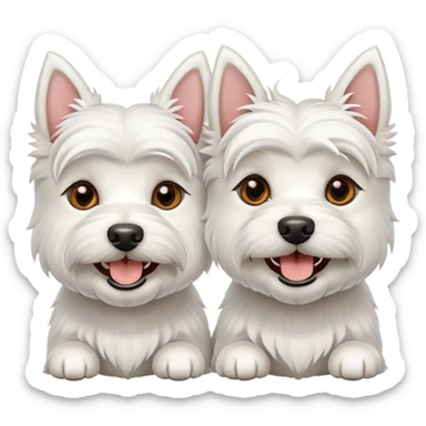two female westy dogs smiling sticker