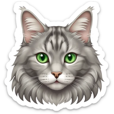 silver tabby maine coon cat with green eyes sticker