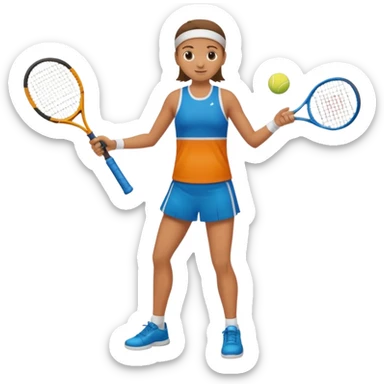 High resolution full body of a tennis player with just a one racket  sticker