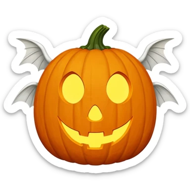 jack-o'-lantern with white wings and question marks symbols in the eyes. sticker
