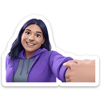 smiling girl in purple jacket sticker