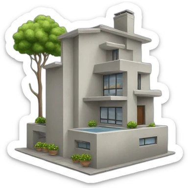 concrete programmer's house exterior with computers sticker