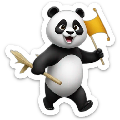 Panda marching with "raid" sign sticker