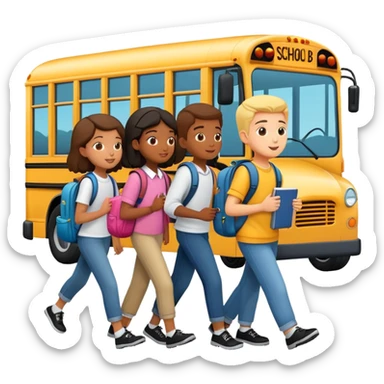 Students Boarding a School Bus sticker