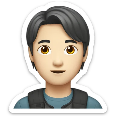 korean young male with middle part hair sticker