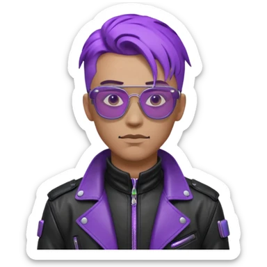 Cyberpunk man head 3d puruple glasses sticker