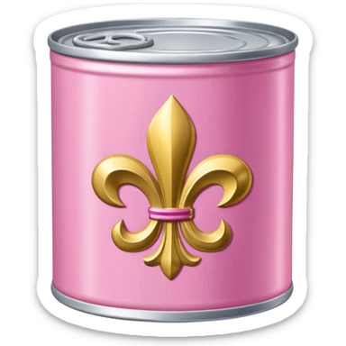 Jeff Koons style pink can of SPAM with Fleur de lis sticker
