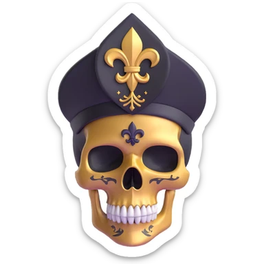 3D skull with fleur-de-lis and New Orleans Saints black and gold colors sticker