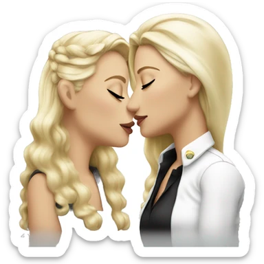 2 white blonde queens kiss  sticker