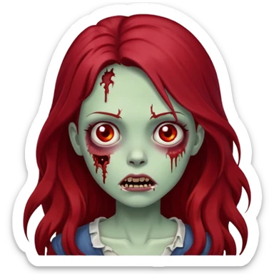 menina zumbi de cabelo vermelho escuro e longo sticker