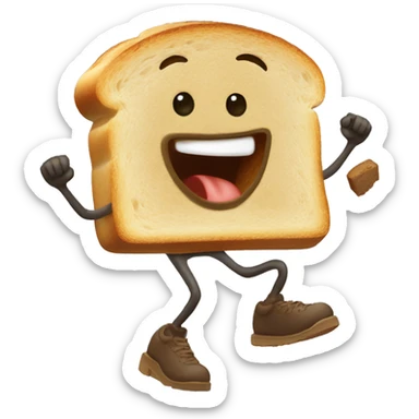 Slice of toast with little feet running away sticker