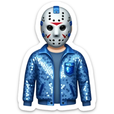 Jason Voorhees with blue grey sequin outfit  sticker