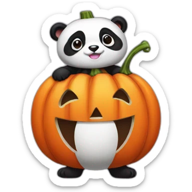 panda dressed as a pumpkin costume sticker