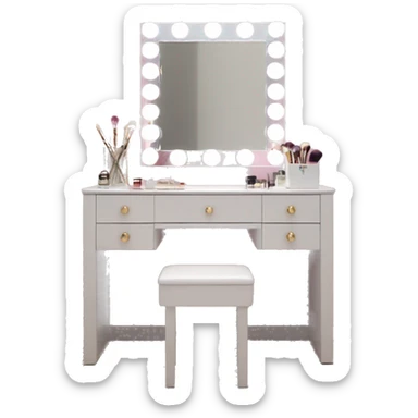 Vanity table with square led light mirror sticker