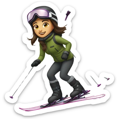 Brunette Girl skiing  sticker