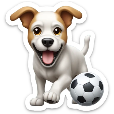 Dog kicking a soccer ball  sticker