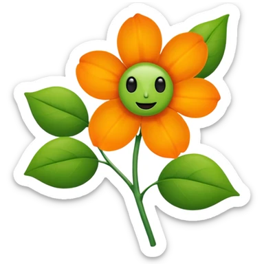 Green stem, white bud with black cartoony face: ;p. And six heart shaped yellowish orange petals sticker