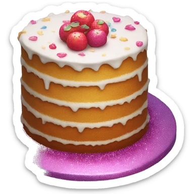 Realistic cake with glitter sticker