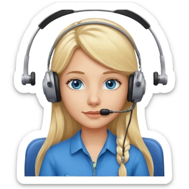a blonde girl with long hair and blue eyes on a plane sticker