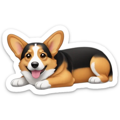 black and tan corgi lying sticker