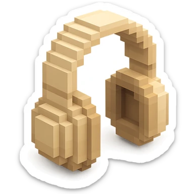 full-size Sony headphones, beige color, isometric view sticker