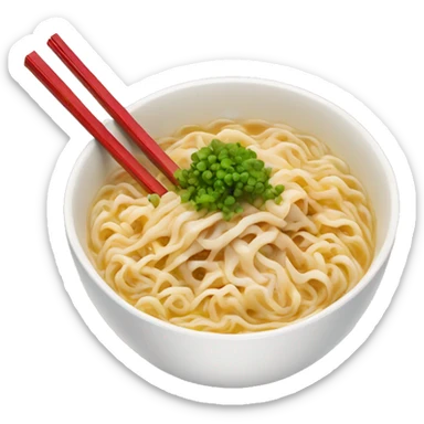 White bowl of ramen with red chopsticks  sticker