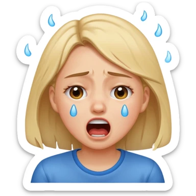 girl crying with shout sticker