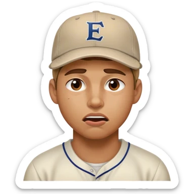 "frat boy" wearing a backwards baseball cap bitting his lip and squinting sticker