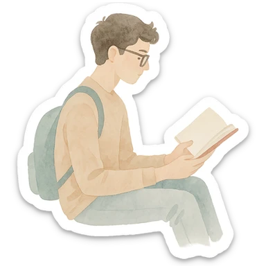 universitario leyendo, estilo acuarela sticker