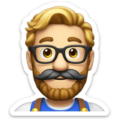 Super Mario with glasses, abd beard sticker