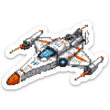 Compact space cruiser with orange accents sticker