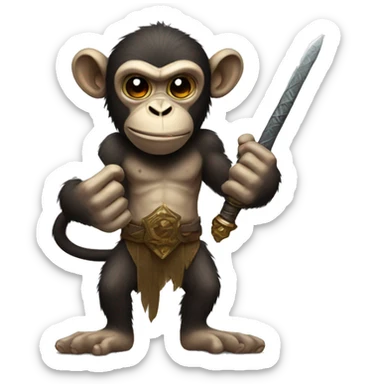 Buff undead monkey holding a one handed sword  sticker