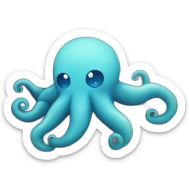 Cute blue kraken making heart sticker