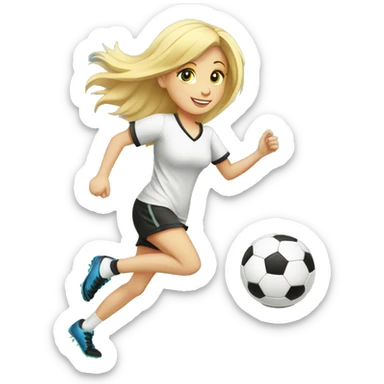 blond girl doing keepy uppies with a soccerball sticker