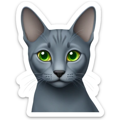 Russian blue with green eyes side profile full body seeing left side sticker