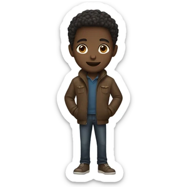 dark-skinned boy in brown jacket sticker